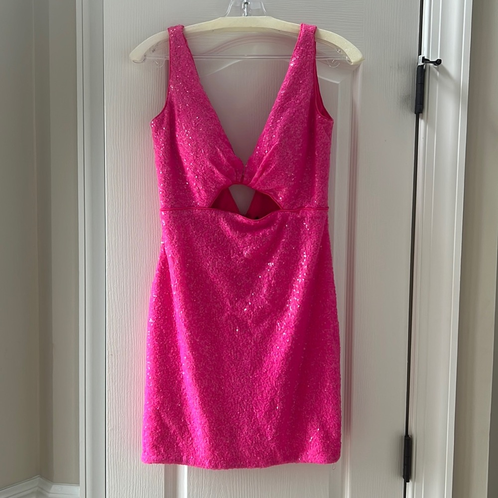 Women’s size 8 hot pink sequin mini dress